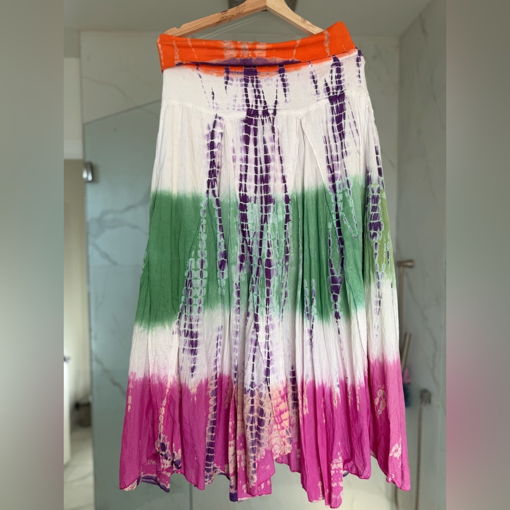 ✨NWT Baba Tie Dyed Tiered Striped Lined Maxi Skirt ✨